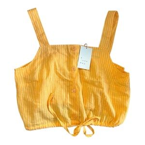 A NEW DAY YELLOW & WHITE STRIPE CROP TOP NWT. GORGEOUS TOP summer picnic top